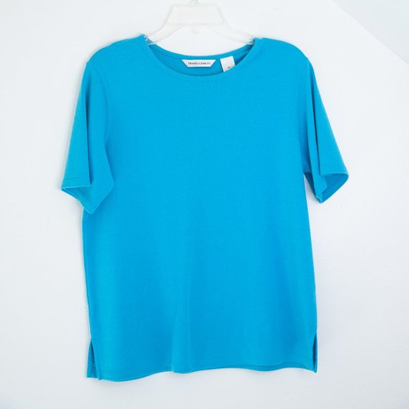 Draper's and Damon's Women's Casual Top Color Turquoise blue Size Med - Picture 1 of 4